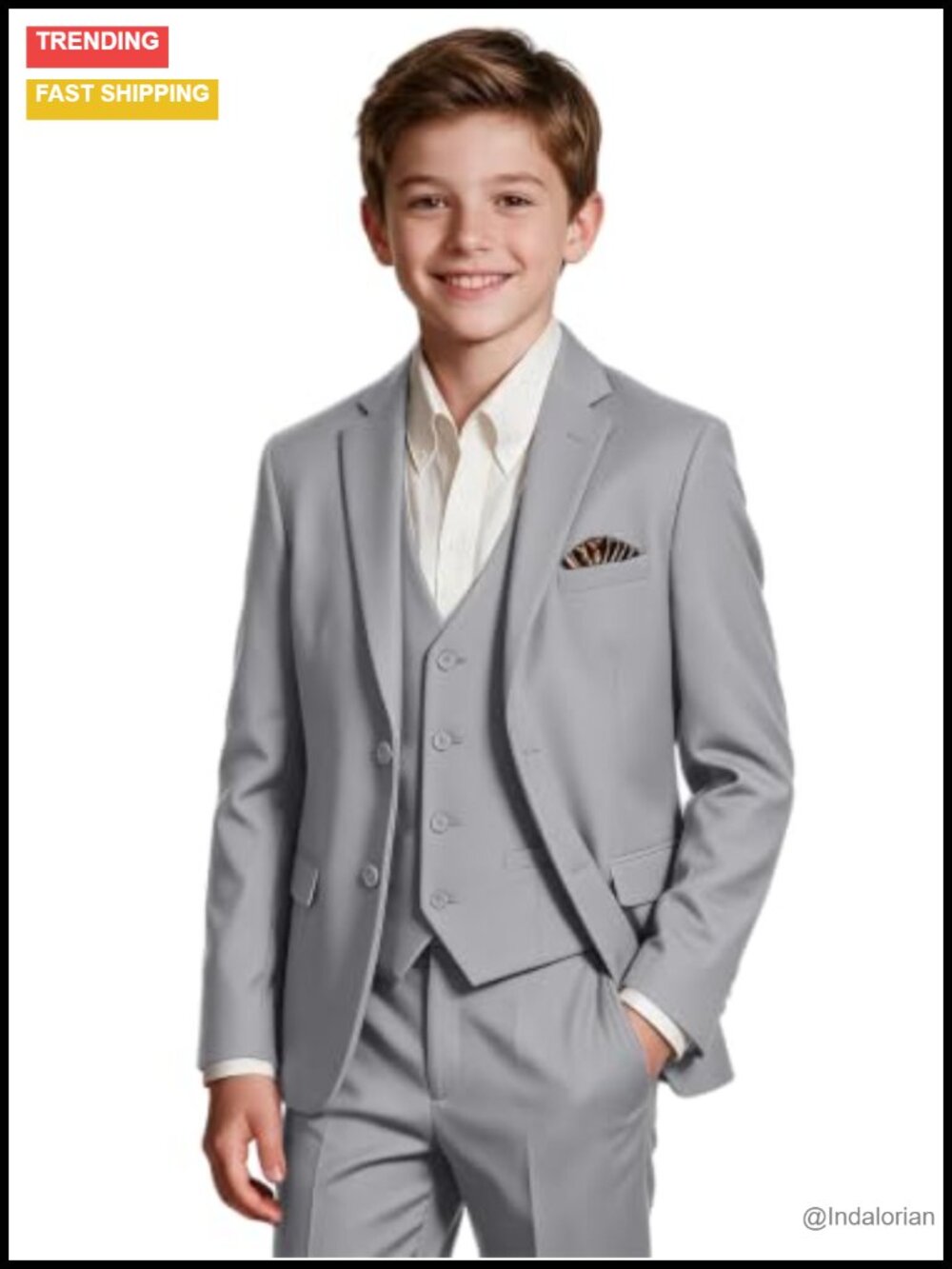 Boys 3-Piece Formal Suit Set Tuxedo Blazer Vest Pants Wedding Ring Bearer